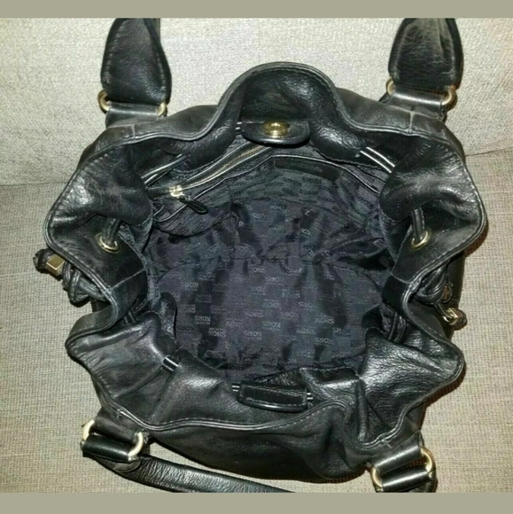 Michael Kors Blk Pleated Leather Drawstring Hobo - Picture 8 of 8